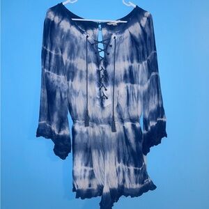 American Eagle Outfitters Blue and White Tie-Dye Romper
